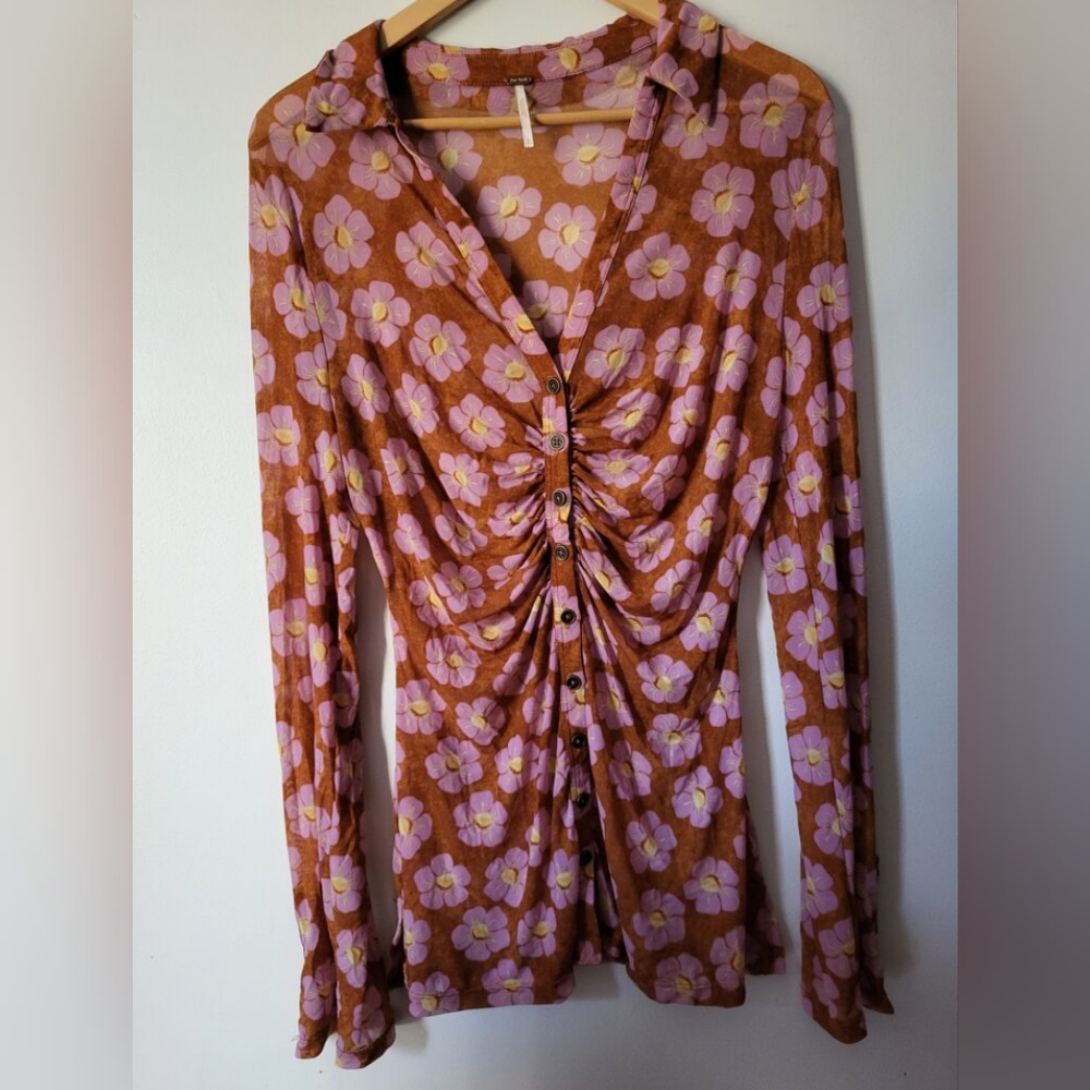 FREE PEOPLE Floral Button-Up Women’s Top